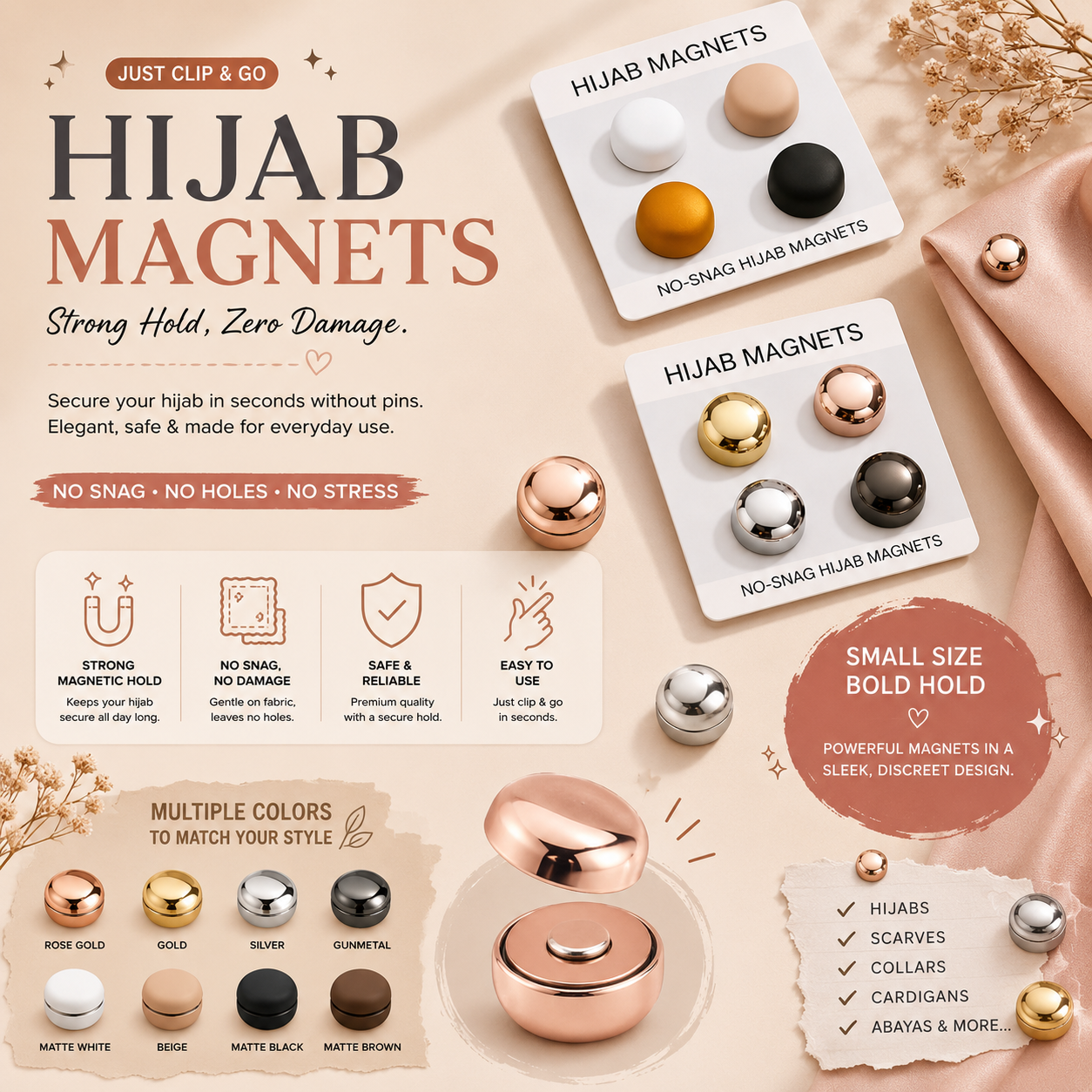 Elegant Magnetic Hijab Pins