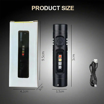 Multifunctional Mini Flashlight Keychain Made of Aluminum Alloy ( Lighter + 8 Light modes )